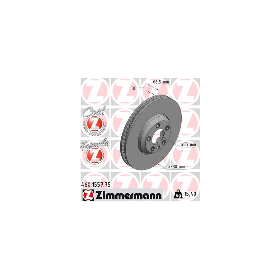 ZIMmERMANN 460 1557 75 Brake Disc for PORSCHE Cayenne 9PA Two piece brake disc Vented Coated Alloyed High carbon