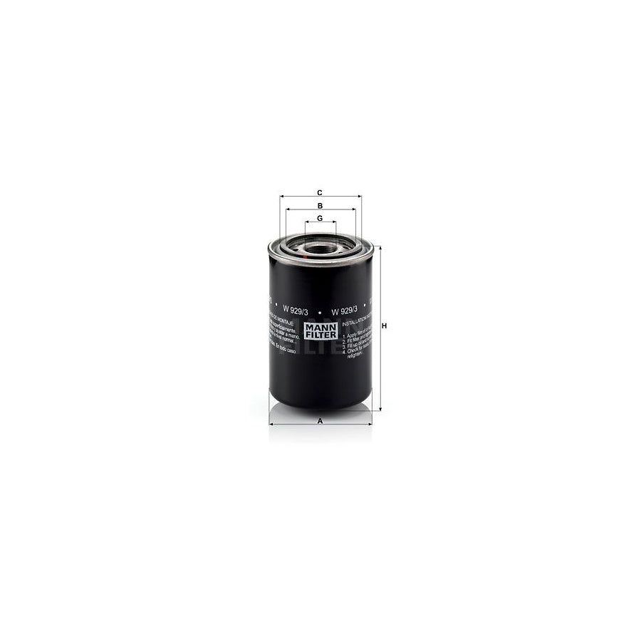 MANN-FILTER W 929/3 Oil Filter Spin-on Filter