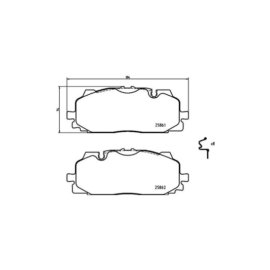 Brembo P 85 165 Brake Pad Set Prepared For Wear Indicator
