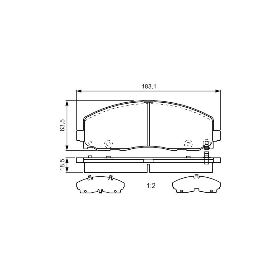 Bosch 0986Tb3225 Brake Pad Set For Fiat Freemont 345 With Acoustic Wear Warning With Accessories