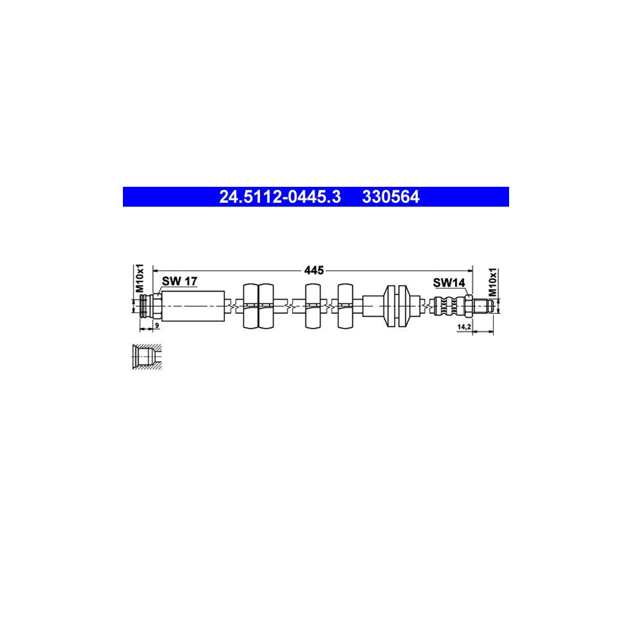 ATE 24 5112 0445 3 Brake Hose 445Mm M10X1 