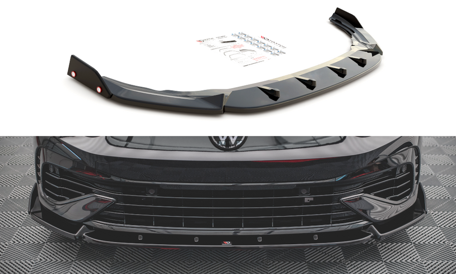 Maxton Design VW-GO-8-R-FD2T+FSF Front Splitter + Flaps V.2 Volkswagen Golf R MK8 | Duco Car Parts UK Car Parts