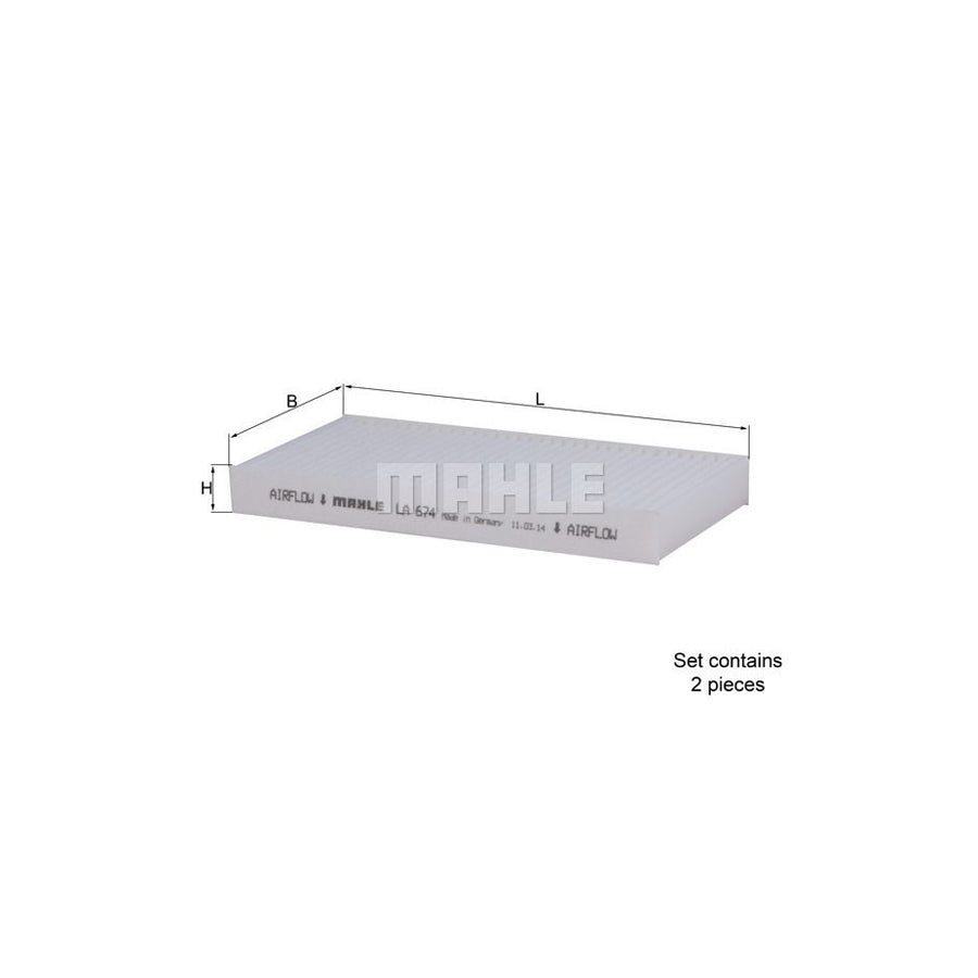 MAHLE ORIGINAL LA 674/S Pollen filter Particulate Filter