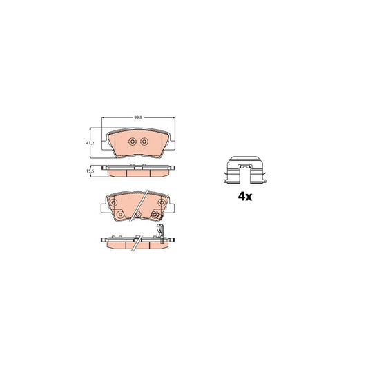 TRW Gdb2173 Brake Pad Set For Kia Soul Ii Ps With Acoustic Wear Warning With Accessories