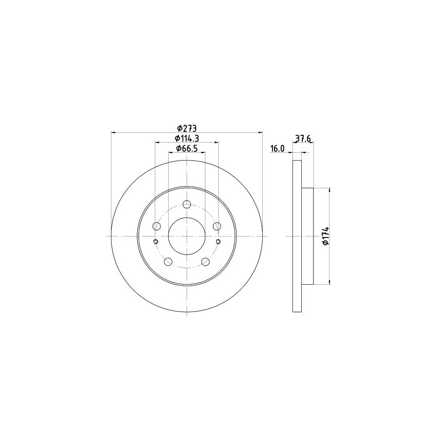 HELLA 8DD 355 111 971 Brake Disc Solid without wheel hub without wheel studs