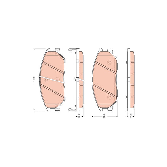 TRW Gdb3465 Brake Pad Set For Hyundai Terracan Hp With Acoustic Wear Warning With Accessories