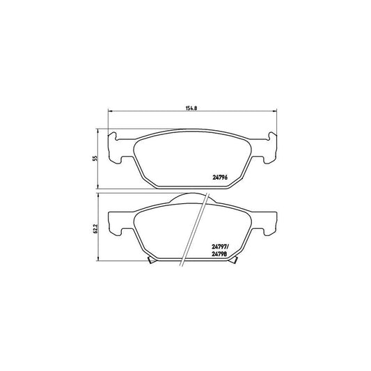 Brembo P 28 044 Brake Pad Set For Honda Accord With Acoustic Wear Warning With Piston Clip