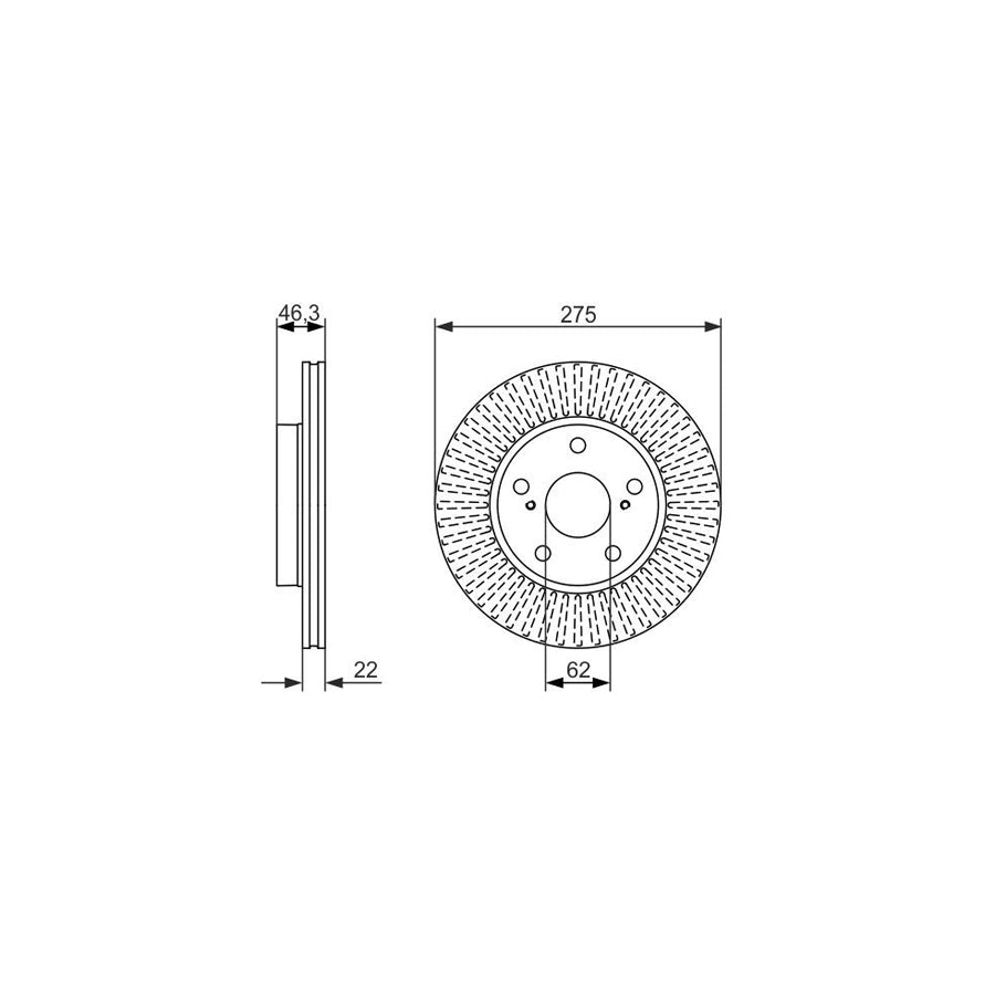BOSCH 0 986 479 341 Brake Disc Vented Oiled