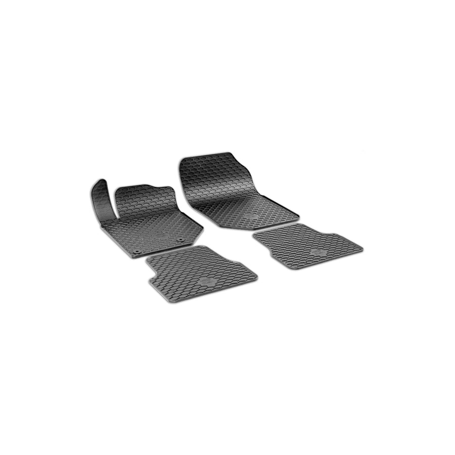 WALSER RubberLine 50858 Floor mat set Elastomer, Front and Rear, Quantity: 4, Black