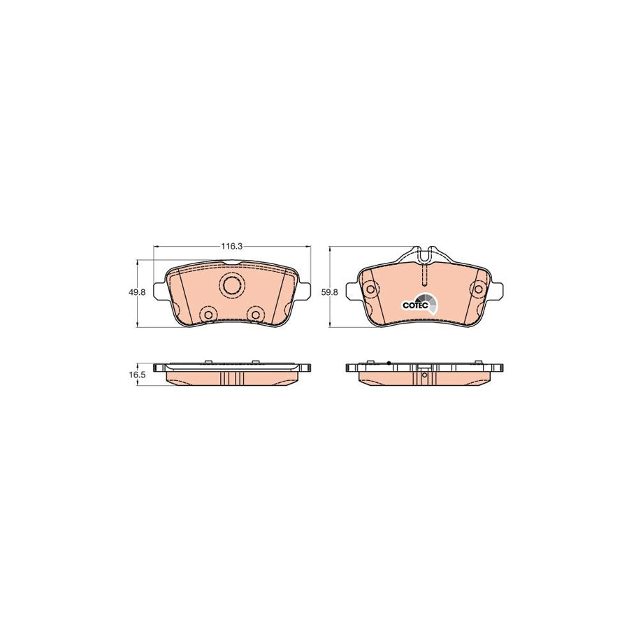 TRW Cotec Gdb1947 Brake Pad Set Prepared For Wear Indicator
