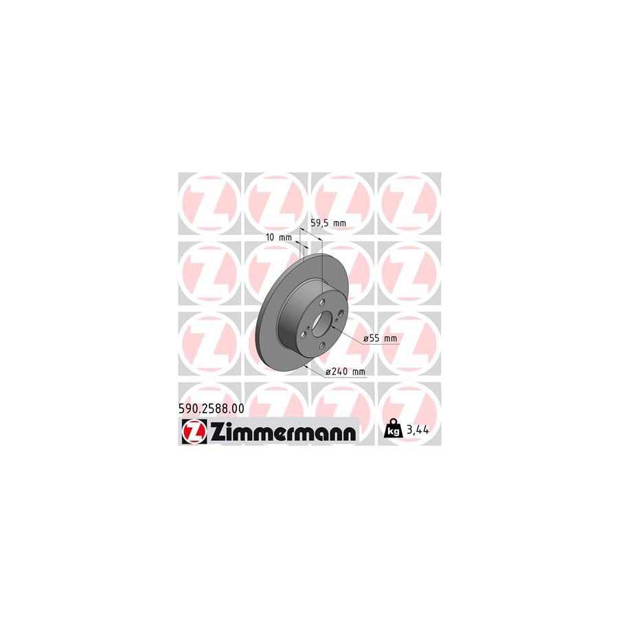 ZIMmERMANN 590 2588 00 Brake Disc for TOYOTA COROLLA Solid