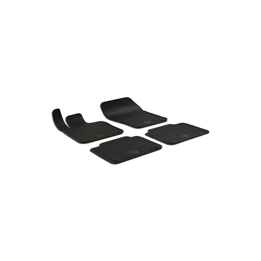 WALSER 50804 Floor mat set Elastomer, Front and Rear, Quantity: 4, Black