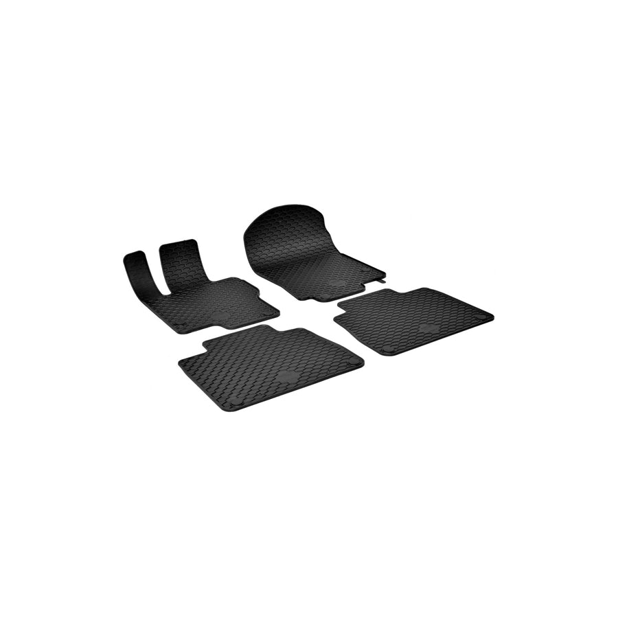 WALSER RubberLine 50879 Floor mat set Elastomer, Front and Rear, Quantity: 4, Black