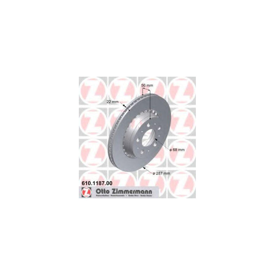 ZIMmERMANN 610 1187 00 Brake Disc Externally Vented