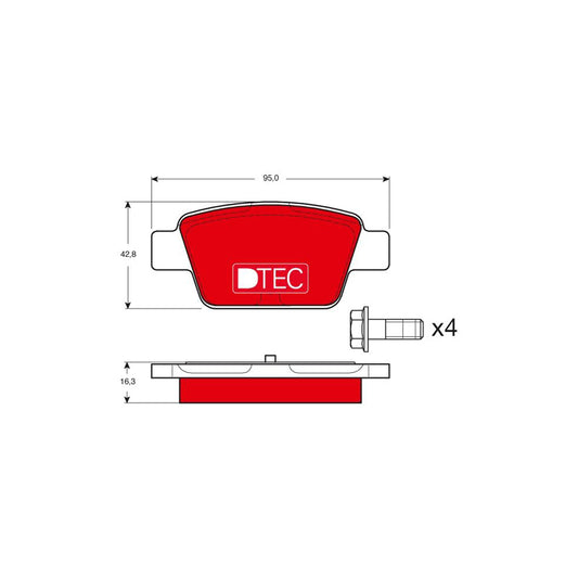 TRW Dtec Cotec Gdb1485Dte Brake Pad Set Not Prepared For Wear Indicator With Brake Caliper Screws With Accessories