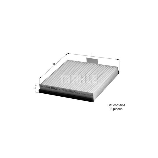 MAHLE ORIGINAL LA 76/S Pollen filter Particulate Filter