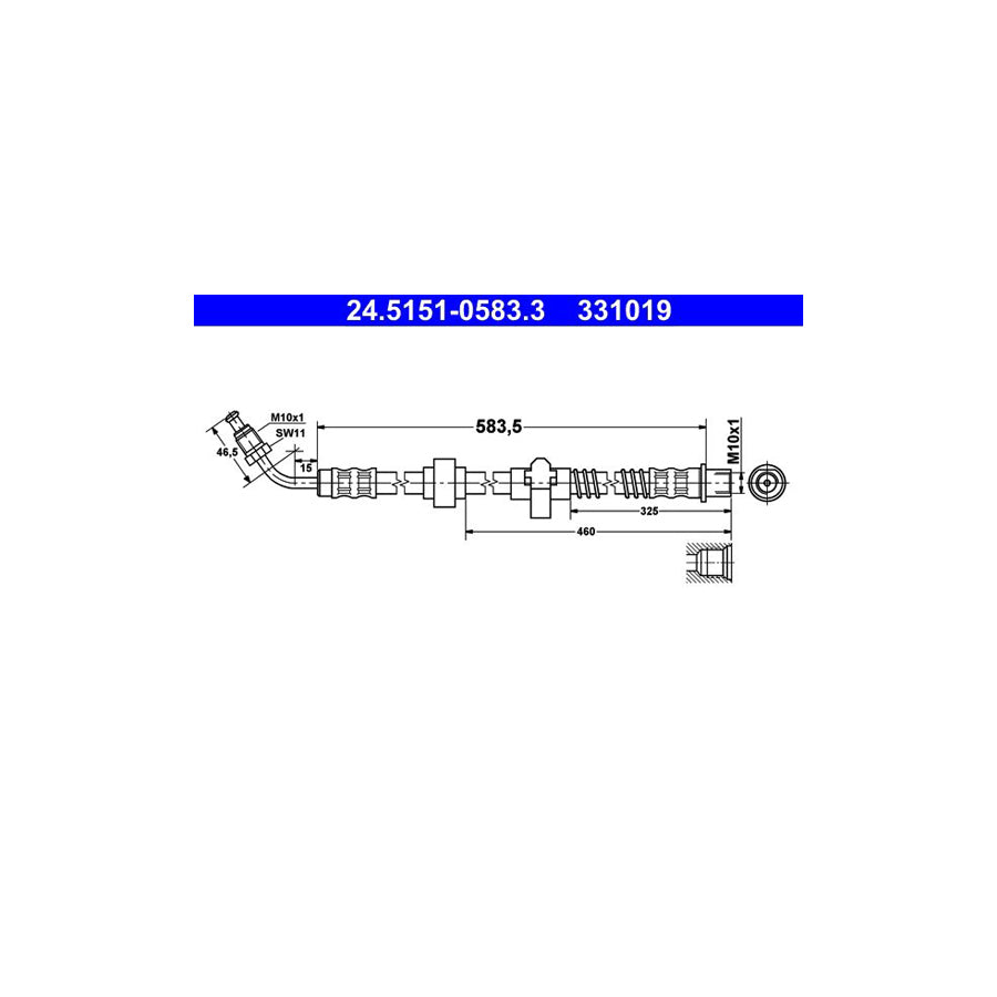 ATE 24 5151 0583 3 Brake Hose 583 5Mm M10X1