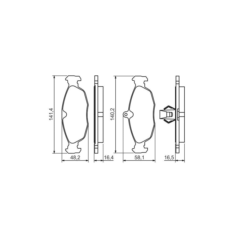 Bosch 0986494413 Brake Pad Set With Anti Squeak Plate With Piston Clip BP1335