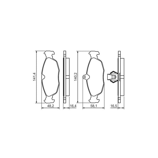 Bosch 0986494413 Brake Pad Set With Anti Squeak Plate With Piston Clip BP1335