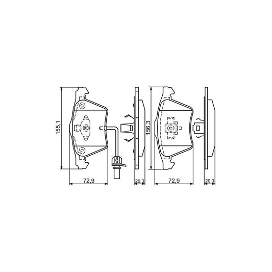 Bosch 0986424806 Brake Pad Set With Integrated Wear Sensor With Mounting Manual BP945