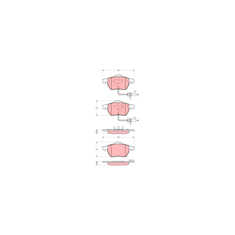 TRW Gdb1488 Brake Pad Set Incl Wear Warning Contact