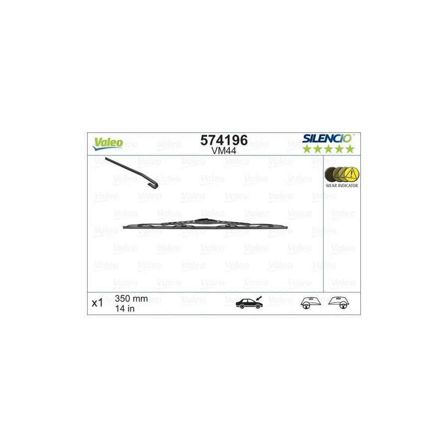 Valeo Silencio Conventional Single, Silencio Performance 574196 Wiper Blade | Duco Car Parts UK Car Parts