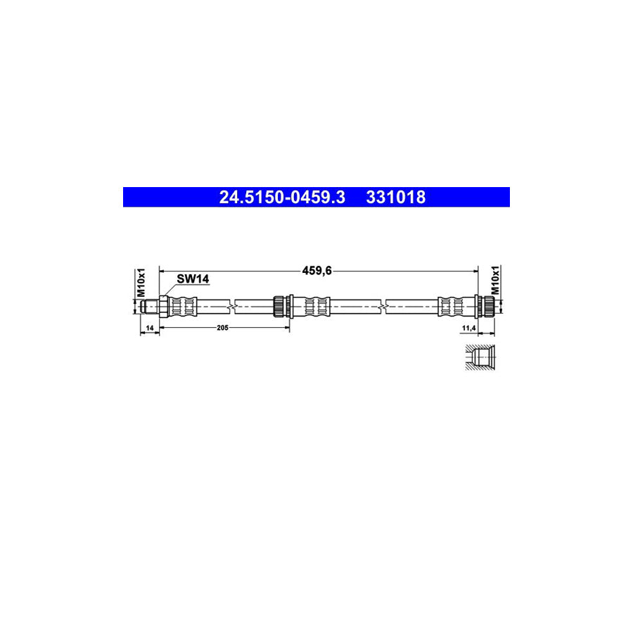 ATE 24 5150 0459 3 Brake Hose 459 6Mm M10X1