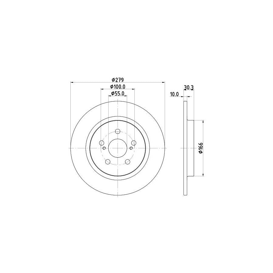 HELLA PRO 8DD 355 120 191 Brake Disc for LEXUS CT ZWA10_ Solid Coated without wheel hub without wheel studs