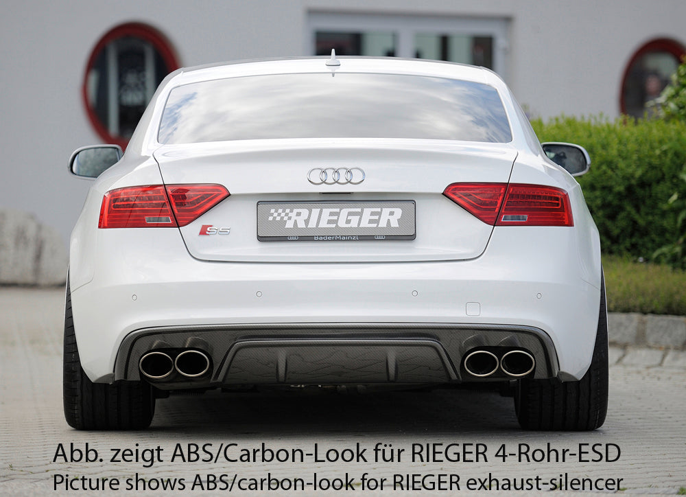 Rieger 00088035 Audi B8 B81 A5 Rear Diffuser for Original Tailpipe Left & RIght - Glossy Black