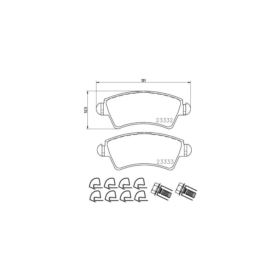 Hella 8DB 355 009 871 Brake Pad Set Not Prepared For Wear Indicator With Brake Caliper Screws With Accessories