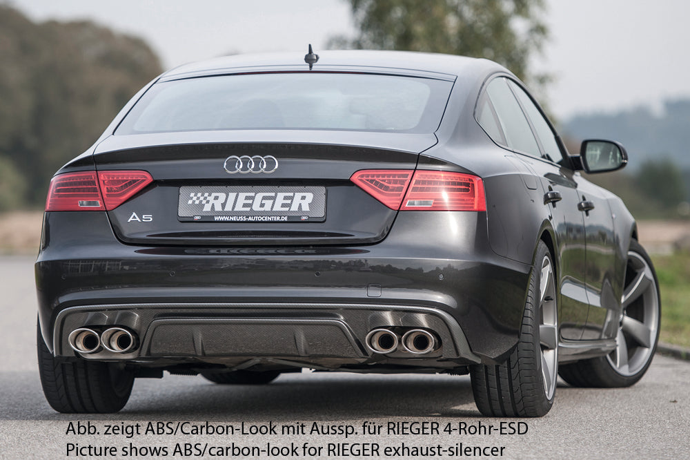 Rieger 00088040 Audi B8 B81 A5 Rear Diffuser for Original Tailpipe Left & RIght - Glossy Black