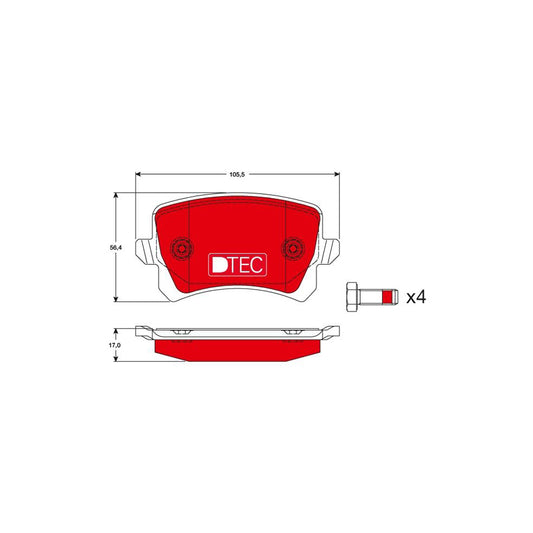 TRW Dtec Cotec Gdb1763Dte Brake Pad Set With Brake Caliper Screws With Accessories