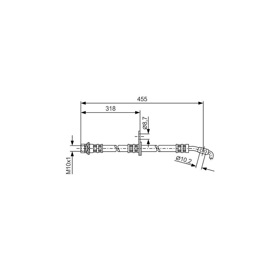 BOSCH 1 987 476 255 Brake Hose for TOYOTA COROLLA 445Mm M10X1 