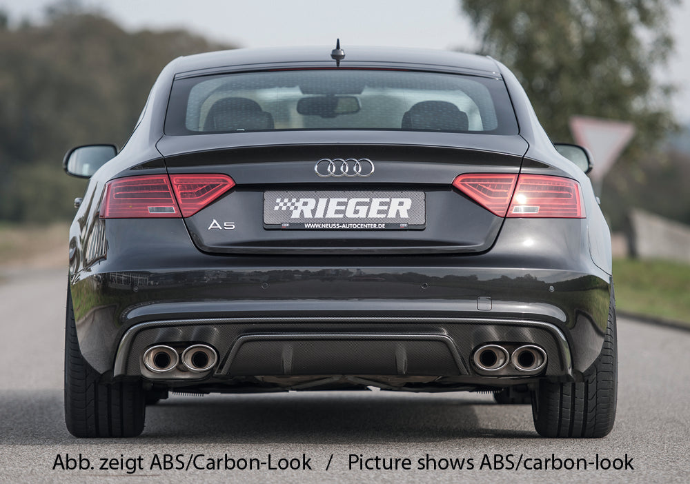 Rieger 00088043 Audi B8 B81 Rear Diffuser for Twin Tailpipe Left & Right (A5 & S5) - Glossy Black
