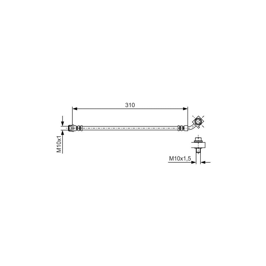 BOSCH 1 987 481 B25 Brake Hose 310Mm M10X1 