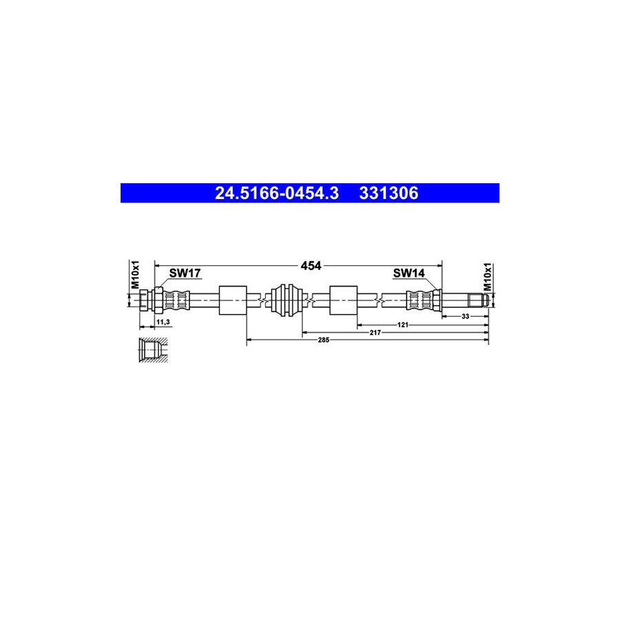 ATE 24 5166 0454 3 Brake Hose 454Mm M10X1 