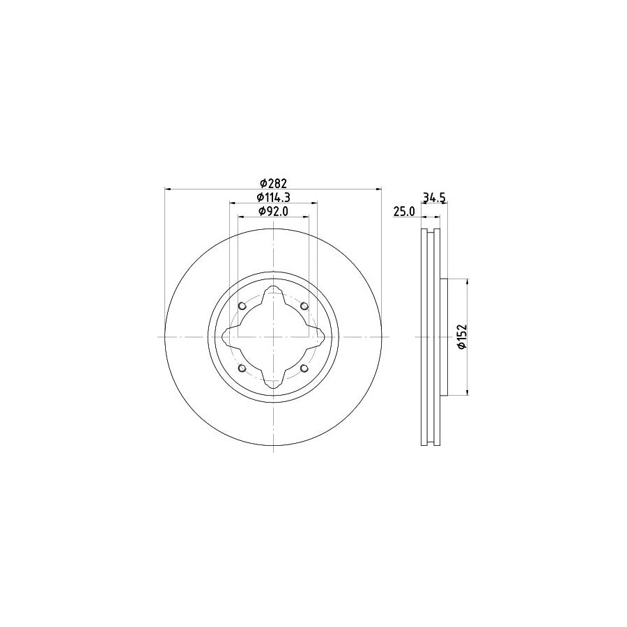 HELLA 8DD 355 104 971 Brake Disc for HONDA ACCORD Internally Vented without wheel hub without wheel studs
