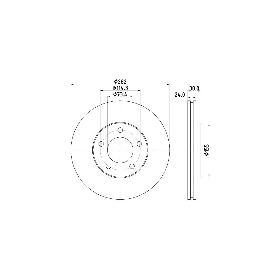 HELLA 8DD 355 113 381 Brake Disc Internally Vented without wheel hub without wheel studs