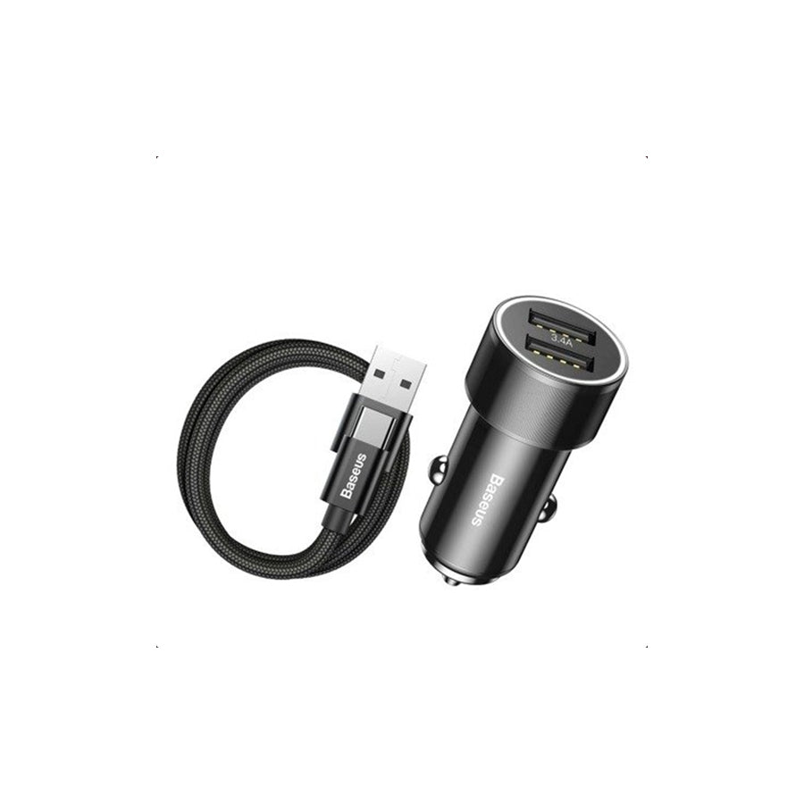 Baseus TZXLD-B01 In-car charger Number of inlets/outlets: 2x USB, with pipe, with USB plug (type C), USB type-C, Black