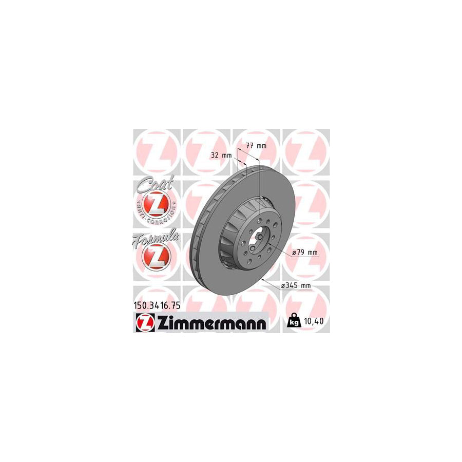 ZIMmERMANN FORMULA Z COAT Z 150 3416 75 Brake Disc for BMW 5 Saloon E39 Two piece brake disc Vented Coated Alloyed High carbon