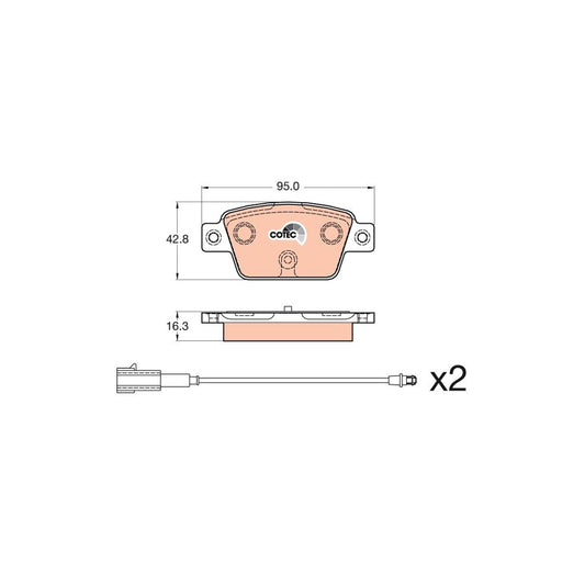 TRW Cotec Gdb2054 Brake Pad Set Incl Wear Warning Contact