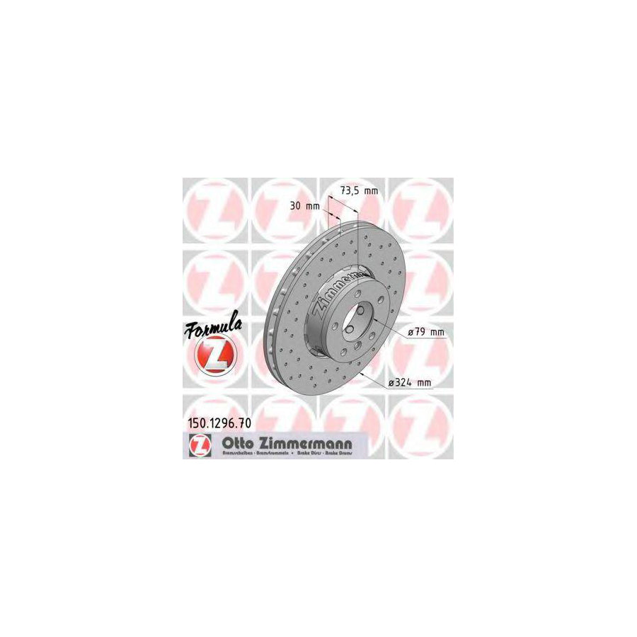 ZIMmERMANN 150 1296 70 Brake Disc for BMW 5 Series Perforated Vented High carbon