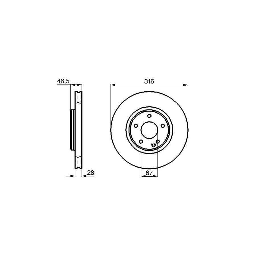 BOSCH 0 986 478 625 Brake Disc Internally Vented Vented Oiled