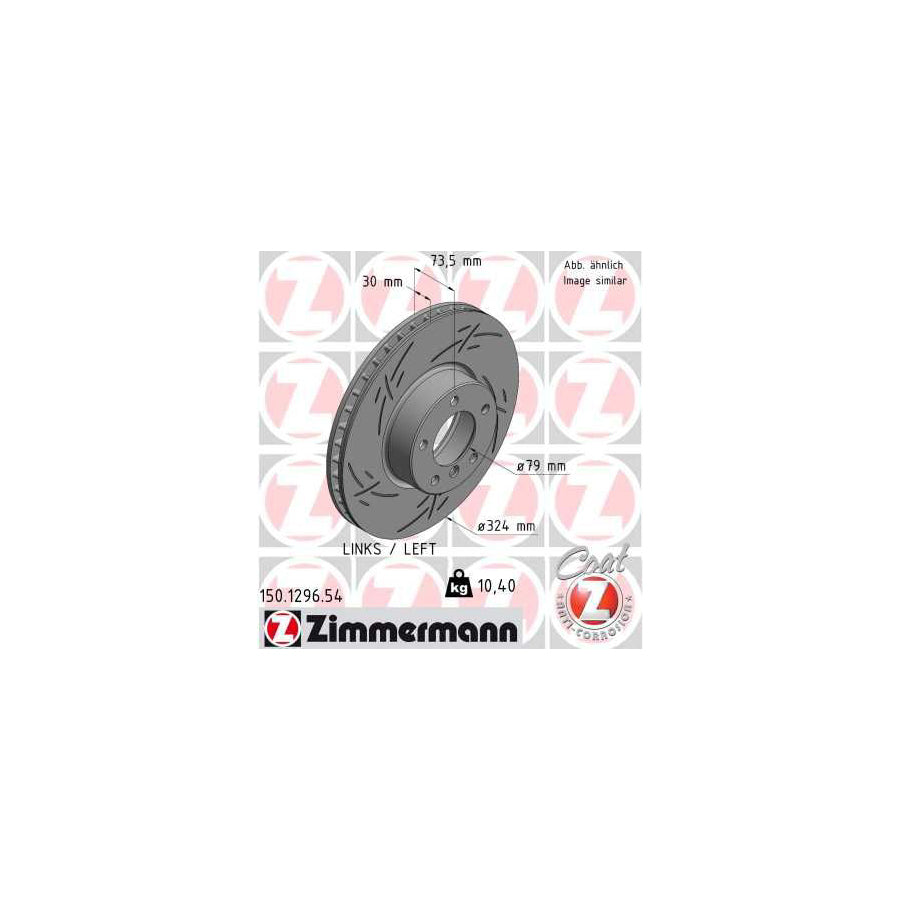 ZIMmERMANN 150 1296 54 Brake Disc for BMW 5 Series Internally Vented Slotted Coated High carbon