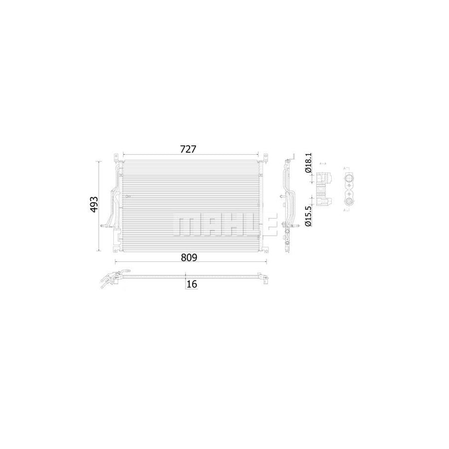 MAHLE ORIGINAL AC 908 000S Air conditioning condenser for AUDI A8 D3 (4E2, 4E8) without dryer