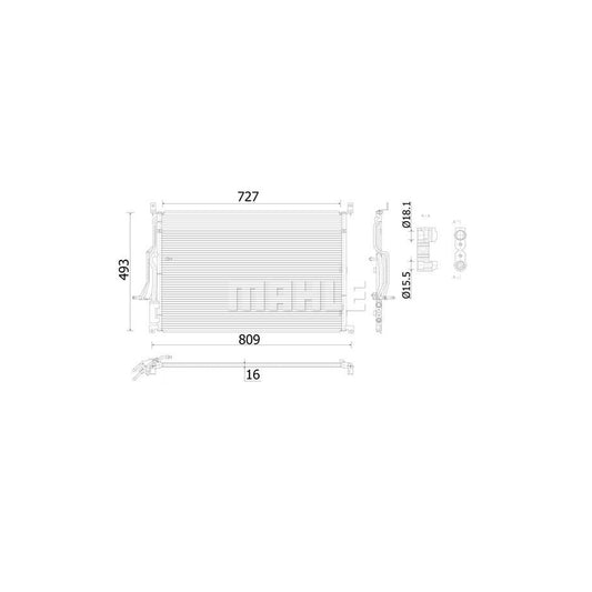 MAHLE ORIGINAL AC 908 000S Air conditioning condenser for AUDI A8 D3 (4E2, 4E8) without dryer