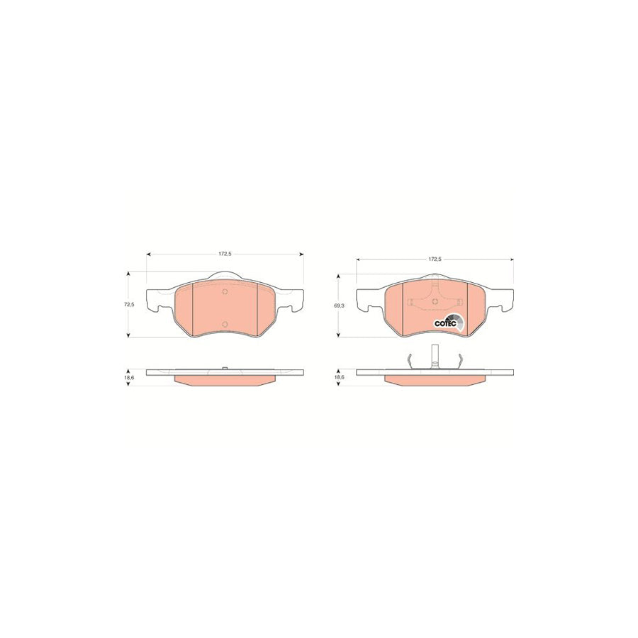 TRW Cotec Gdb4128 Brake Pad Set Not Prepared For Wear Indicator