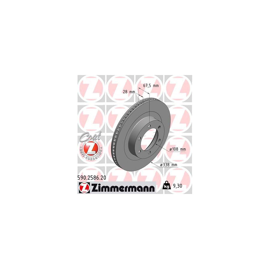 ZIMmERMANN COAT Z 590 2586 20 Brake Disc Internally Vented Coated