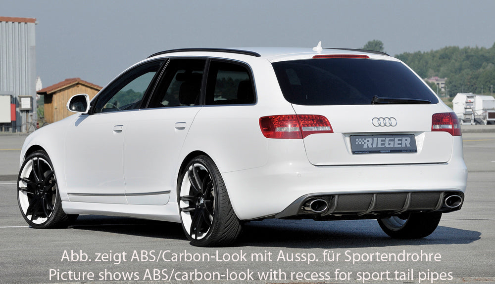 Rieger 00088044 Audi 4F A6 Rear Diffuser for Original Tailpipe Left & RIght - Glossy Black