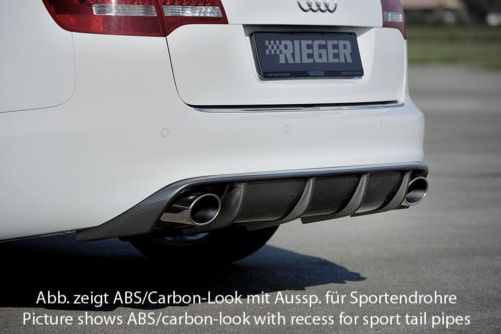 Rieger 00088044 Audi 4F A6 Rear Diffuser for Original Tailpipe Left & RIght - Glossy Black